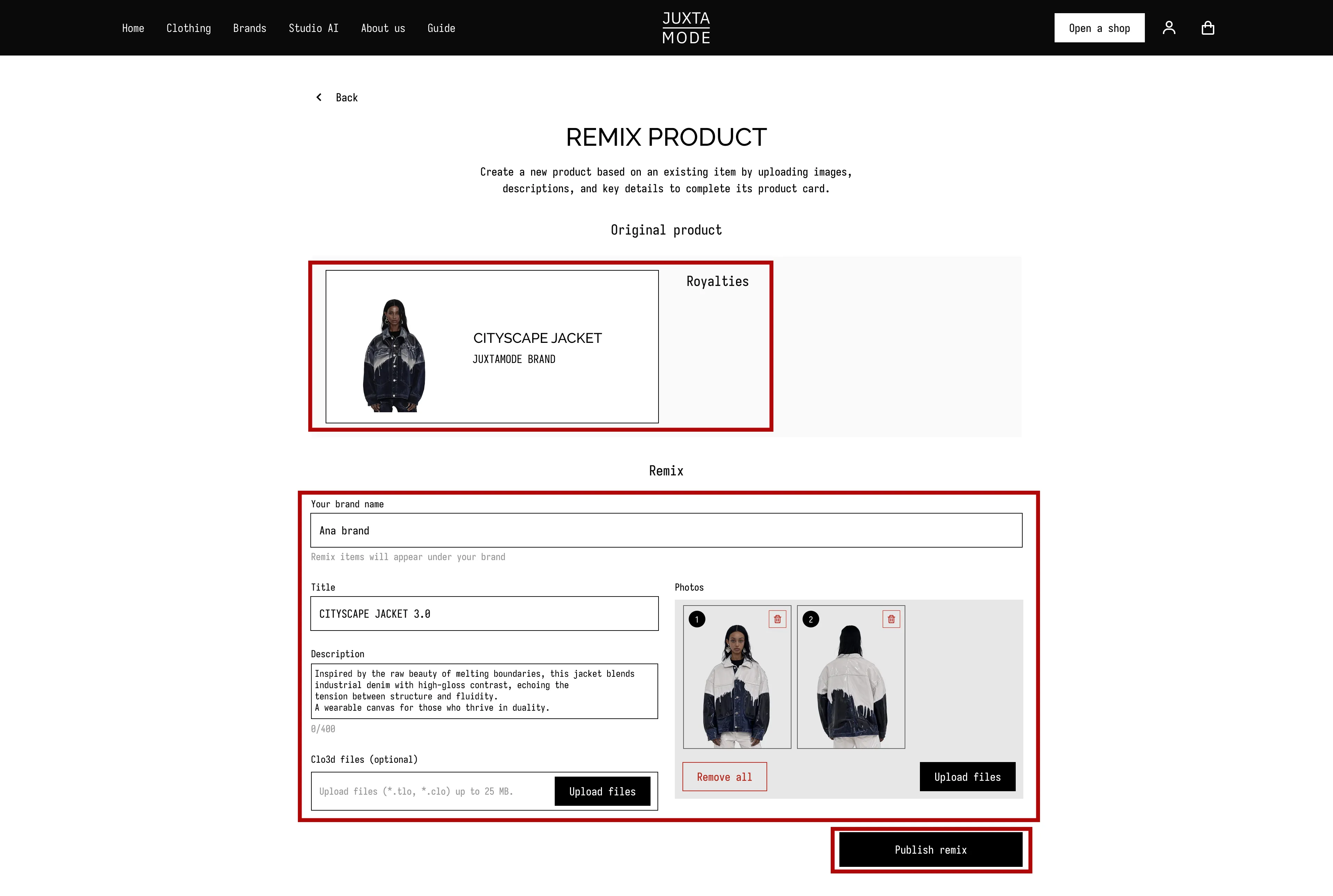 Remix Product Page